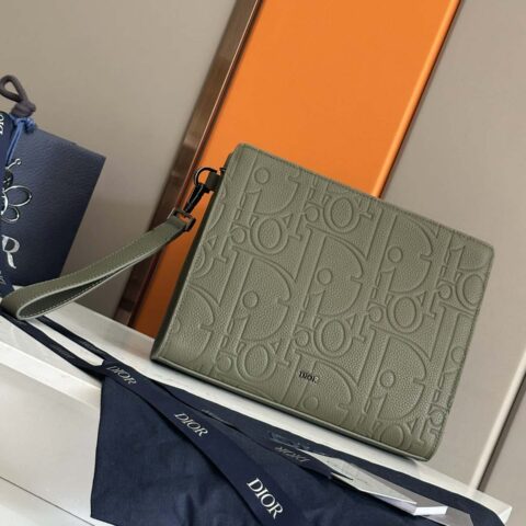 DIOR 迪奥顶级 A5 手拿包绿色 Oblique 印花 编号:2ESCA483YKY_H03E