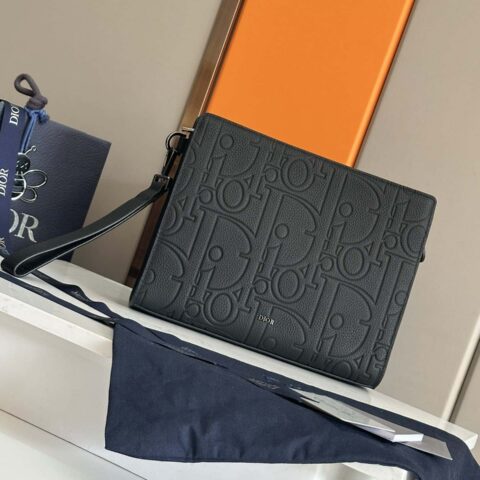 DIOR 迪奥顶级 A5 手拿包黑色 Oblique 印花 编号:2ESCA483YKY_H03E