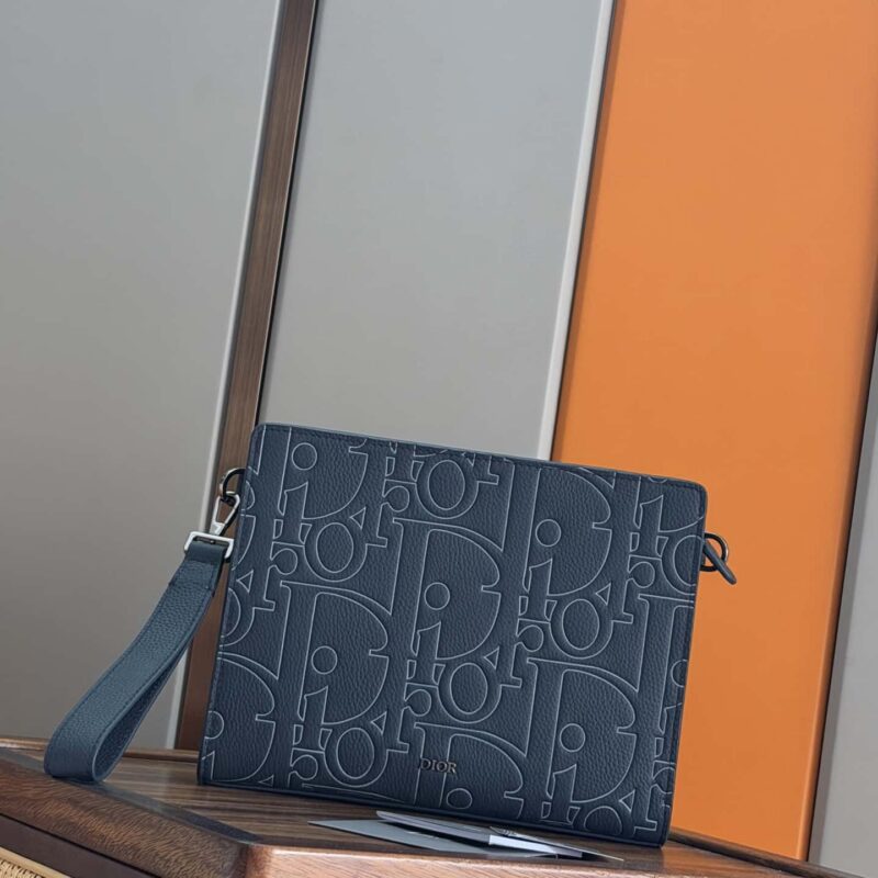 DIOR 迪奥顶级 A5 手拿包蓝色 Oblique 印花  编号:2ESCA483YKY_H03E