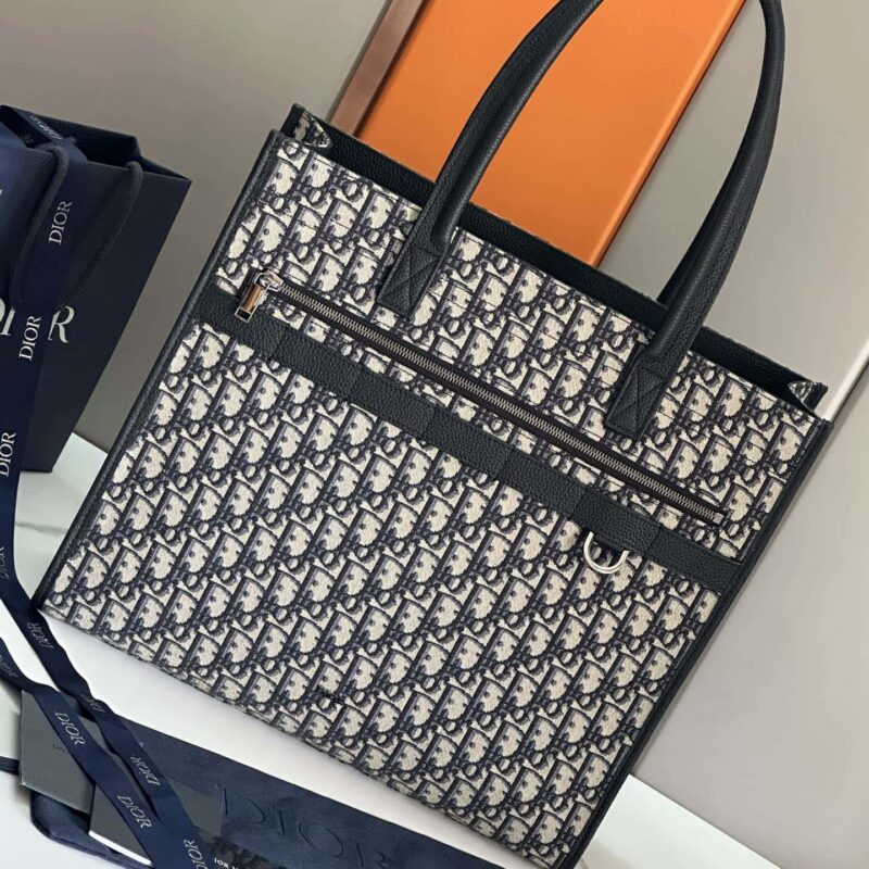 DIOR 迪奥 Safari 手袋 编号: 93381 全皮 蓝布 黑布
