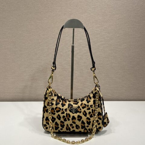 PRADA 豹纹Hobo 1BC204新品