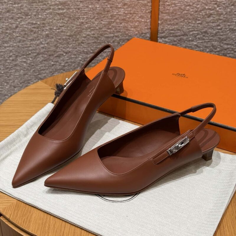 HERMES 616 Lover 80高跟鞋👠金棕/Golden brown 凉鞋