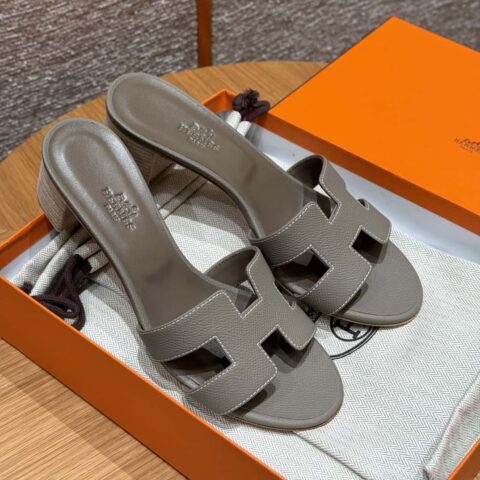 HERMES 185 Oasis 高跟凉拖 颜色/Colour：沥青灰/Gris Asphalte