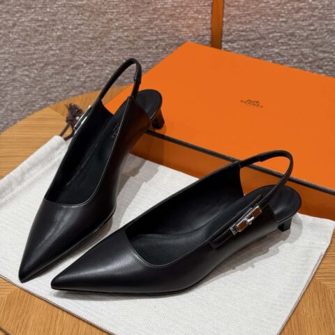 HERMES 616 Lover 80高跟鞋👠黑色/black  凉鞋