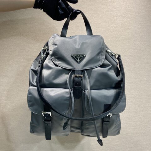 PRADA 新款双肩背包 2VZ110A水银灰