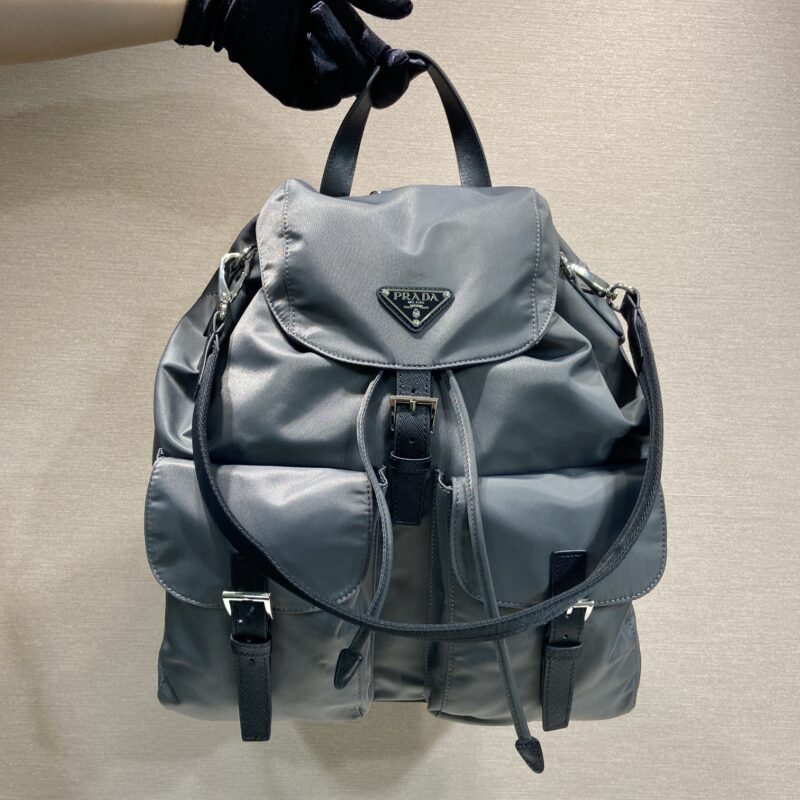 PRADA 新款双肩背包 2VZ110A水银灰