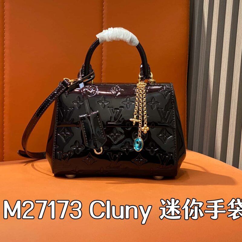 【原单精品】M27173车厘子色 漆皮链条手提包 Cluny 迷你手袋