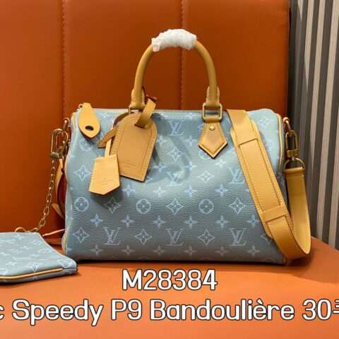【原单精品】M28384灰蓝色 全皮speedy枕头包 Sac Speedy P9 Bandoulière 30手袋