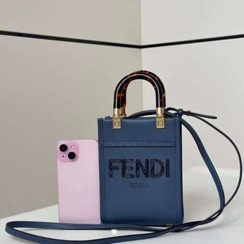 FENDI 阳光MINI TOTE 全牛皮高颜值爆表 款号:8376A 天兰