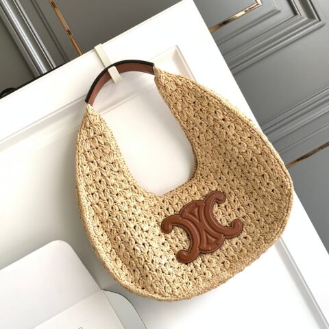 CELINE  CLASSIC PANIER植物材料和牛皮革HOBO手袋 编号：112772