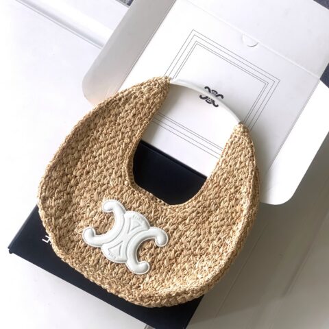 CELINE  CLASSIC PANIER植物材料和牛皮革HOBO手袋 编号：112772