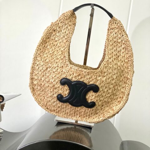 CELINE CLASSIC PANIER植物材料和牛皮革HOBO手袋 编号:112772