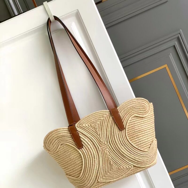 CELINE 天然植物材料和牛皮革中号编织TRIOMPHE经典提篮包 编号:116982
