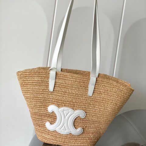 CELINE  天然植物材料和牛皮革中号编织TRIOMPHE经典提篮包 编号：116982