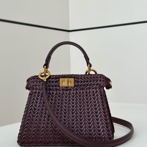 FENDI Peekaboo ISeeU全新系列全皮编织款 款号80138s枣红