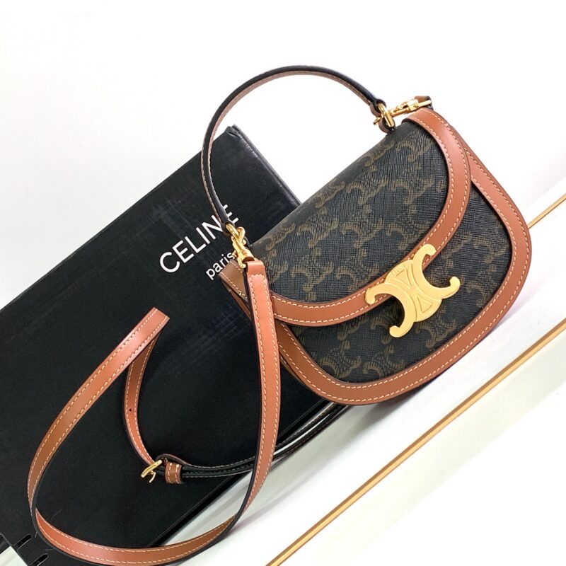 CELINE 23夏季新品 Mini Besace标志印花牛皮革凯旋门包 型号:110412