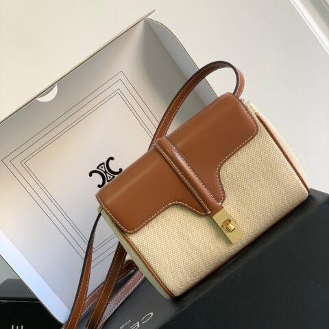 CELINE SOFT 16迷你织物光滑牛皮革手袋 编号：10L352