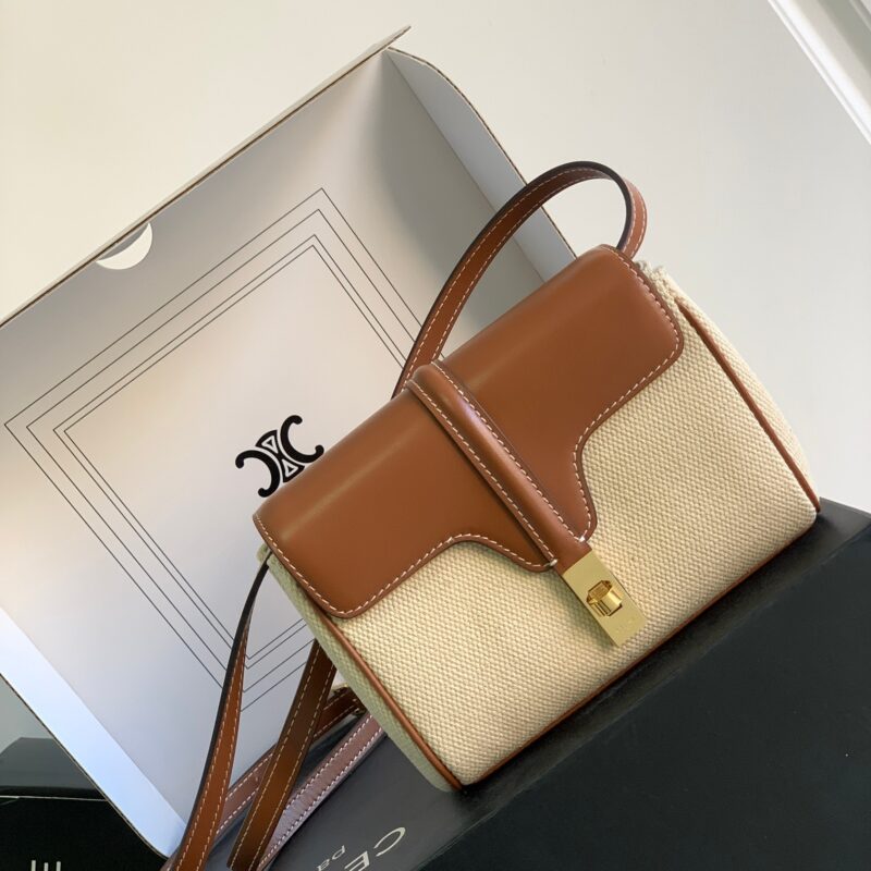CELINE SOFT 16迷你织物光滑牛皮革手袋 编号：10L352