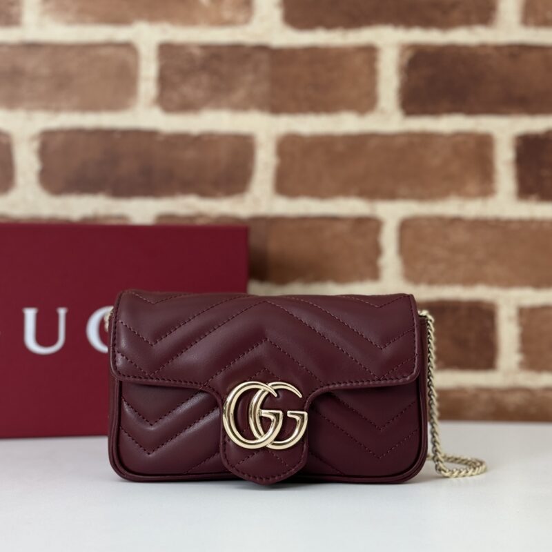 GUCCI 专柜品质，顶级原单货，实物实拍！476433酒红色 羊皮内里