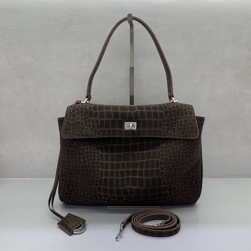 Balenciaga 𝐑𝐨𝐝𝐞𝐨 鳄鱼纹深咖 款号:78972