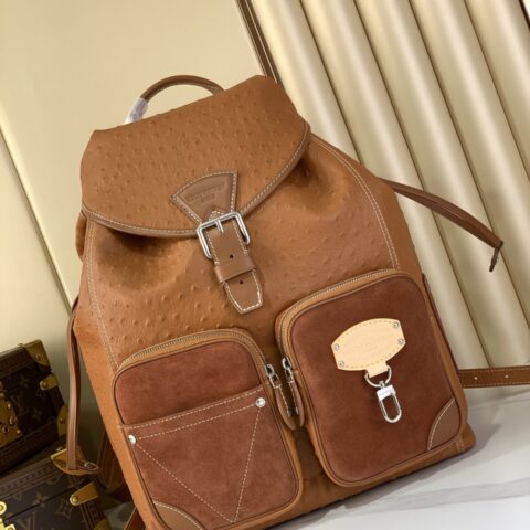 【原单精品】M89112棕色/鸵鸟 全皮双肩包 MONTSOURIS CARGO 双肩包