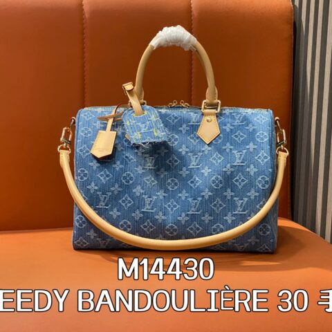 【原单精品】M14430蓝色 丹宁牛仔speedy枕头包 SPEEDY BANDOULIÈRE 30 手袋