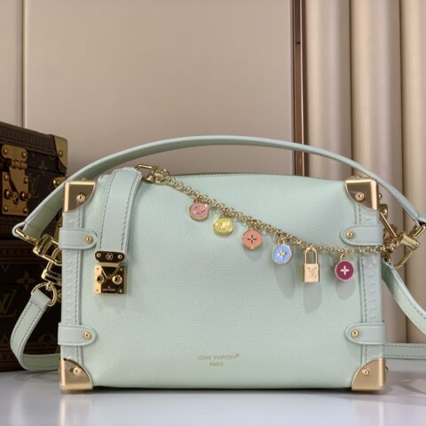 【原单精品】M27449浅绿色 全皮软盒子链条包 当季新款 SIDE TRUNK 中号手袋