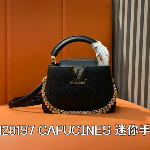 【原单精品】M28197黑色 全皮链条cap那英款 当季新款 CAPUCINES 迷你手袋