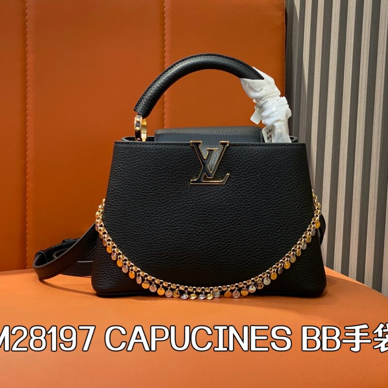 【原单精品】M28197黑色 全皮链条cap那英款 当季新款 CAPUCINES BB 手袋