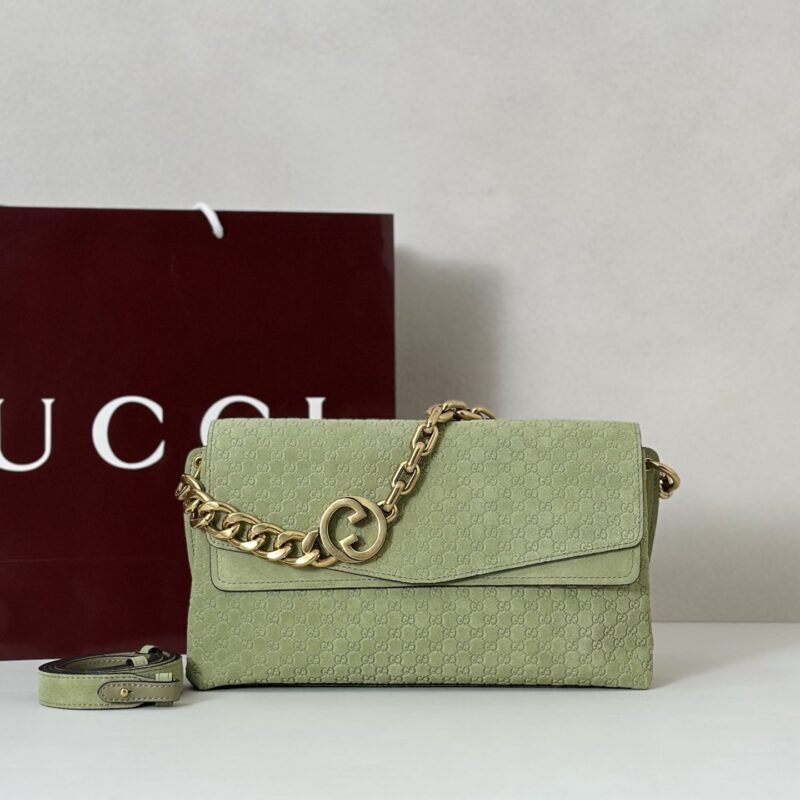 GUCCI 专柜品质，顶级原单货，实物实拍！款号857622灰绿反绒压