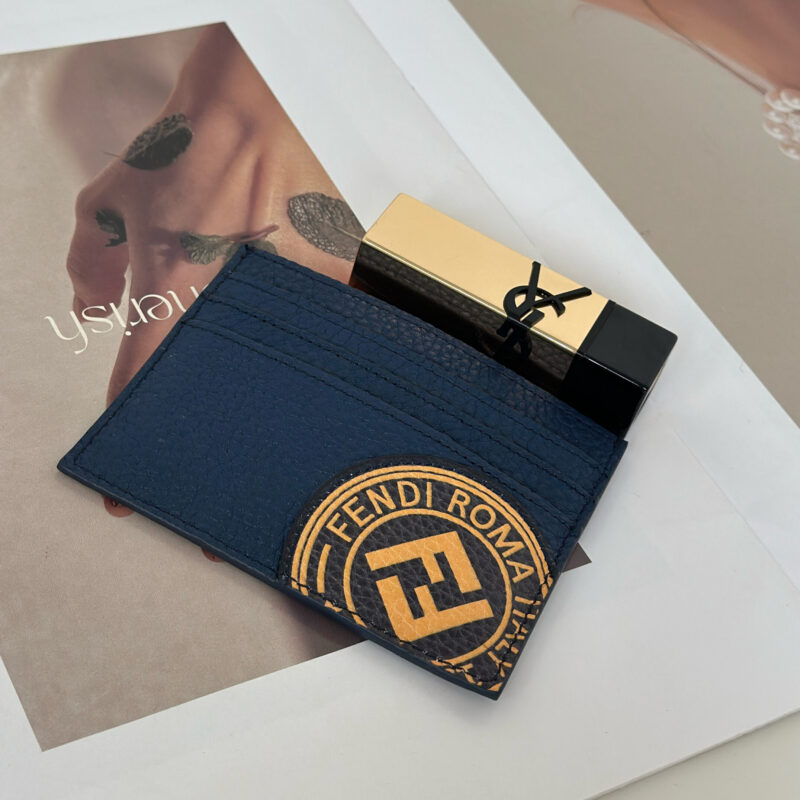 FENDI 丝印蓝色  荔枝纹皮卡片包丝印 0250