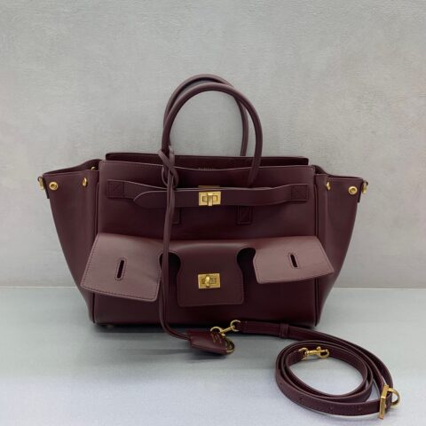Balenciaga Bel Air 秀款手袋 款号:789891 【中号枣红金扣】