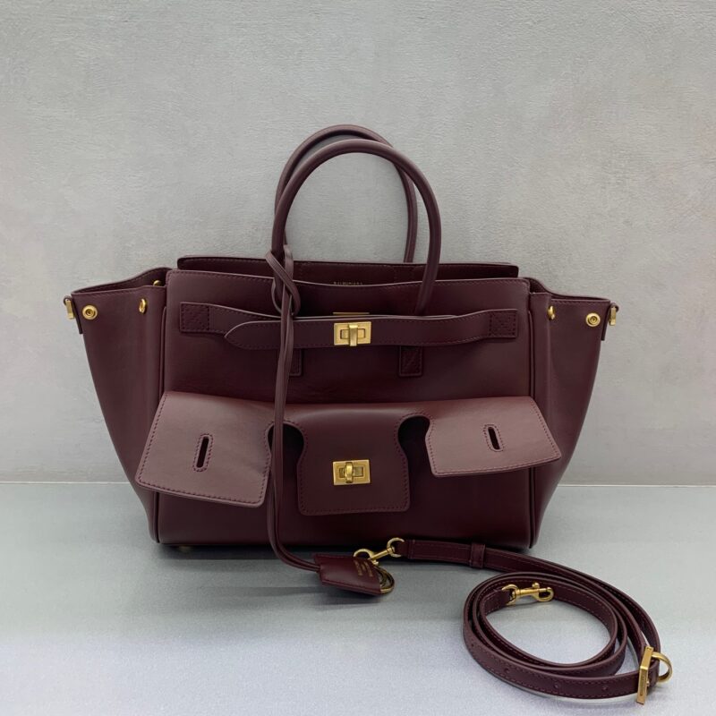 Balenciaga Bel Air 秀款手袋 款号:789891 【中号枣红金扣】