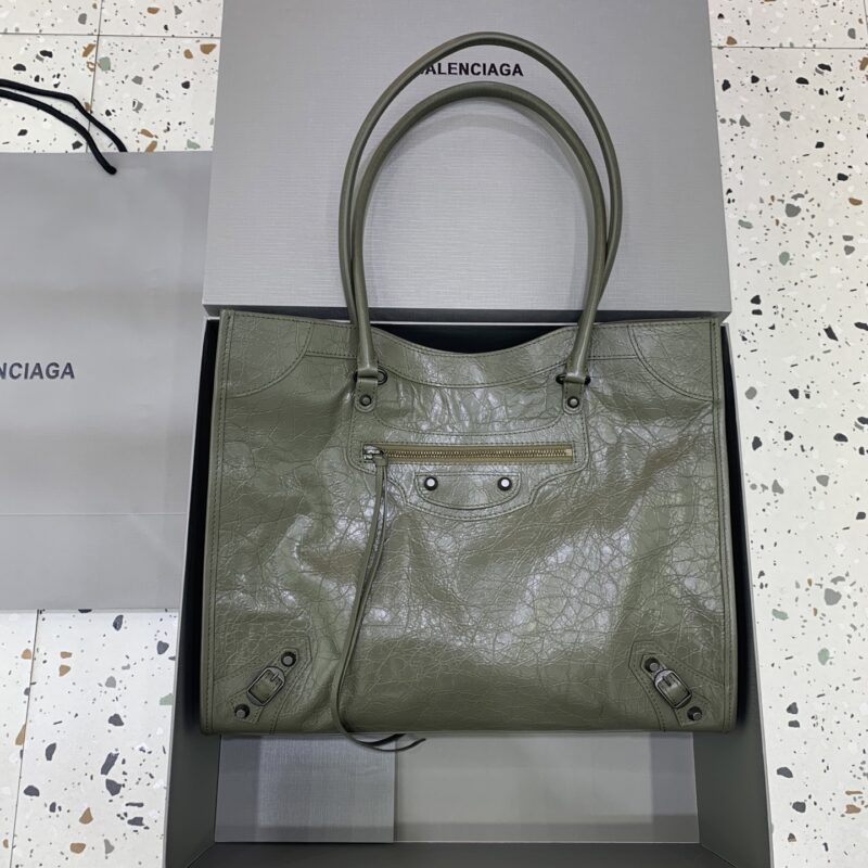 Balenciaga Le City 竖版托特/机车包 款号:852668【大号绿色】