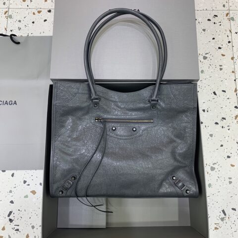Balenciaga Le City 竖版托特/机车包 款号:852668【大号深灰】
