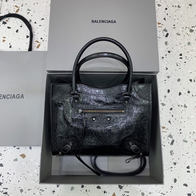 Balenciaga Le City 竖版托特/机车包 款号:852668 【小号黑色】
