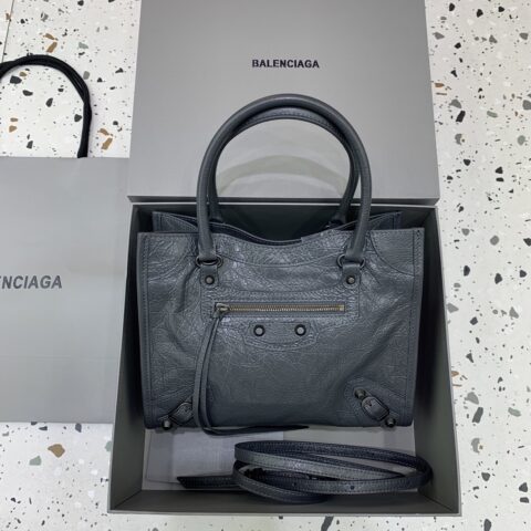Balenciaga Le City 竖版托特/机车包 款号:852668 【小号深灰】