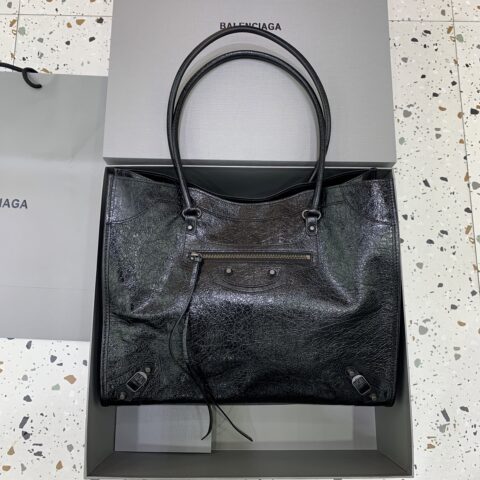 Balenciaga Le City 竖版托特/机车包 款号：852668 【大号黑色】