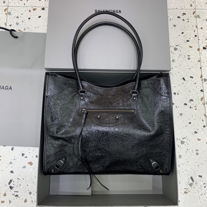 Balenciaga Le City 竖版托特/机车包 款号：852668 【大号黑色】