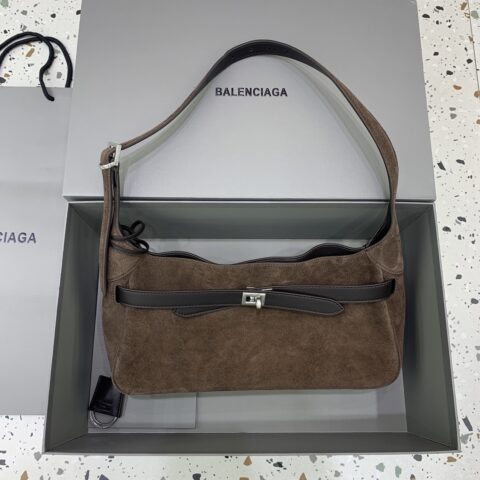 Balenciaga 新款belair单肩包 款号：810680 小号【麂皮深咖】