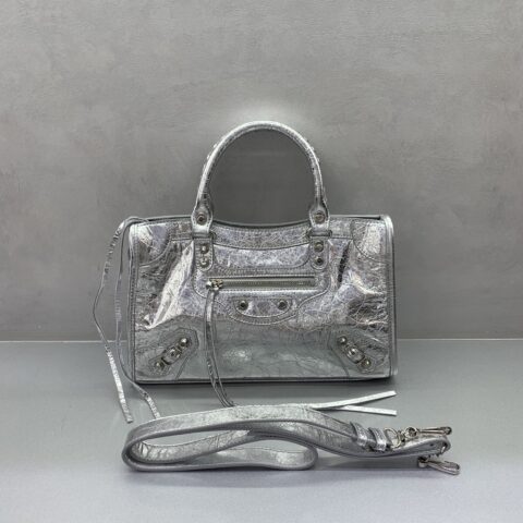 Balenciaga 最具标志性手袋Le City系列  款号；084669 【爆裂银色】中号