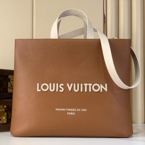 【原单精品】M27968棕色 全皮四方包 SHOPPER 中号手袋