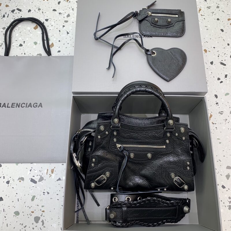 Baleciagna Neo cagole机车包 638515 <小号油蜡黑银扣>