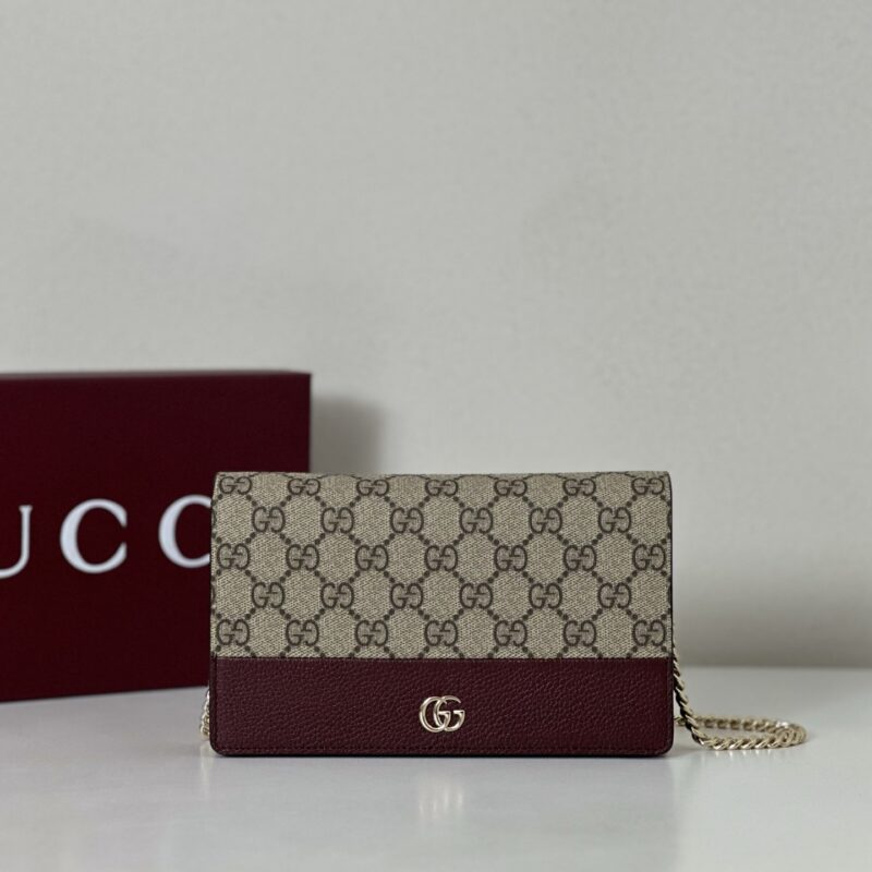 GUCCI 专柜品质，顶级原单货，实物实拍！497985啡胶/酒红皮