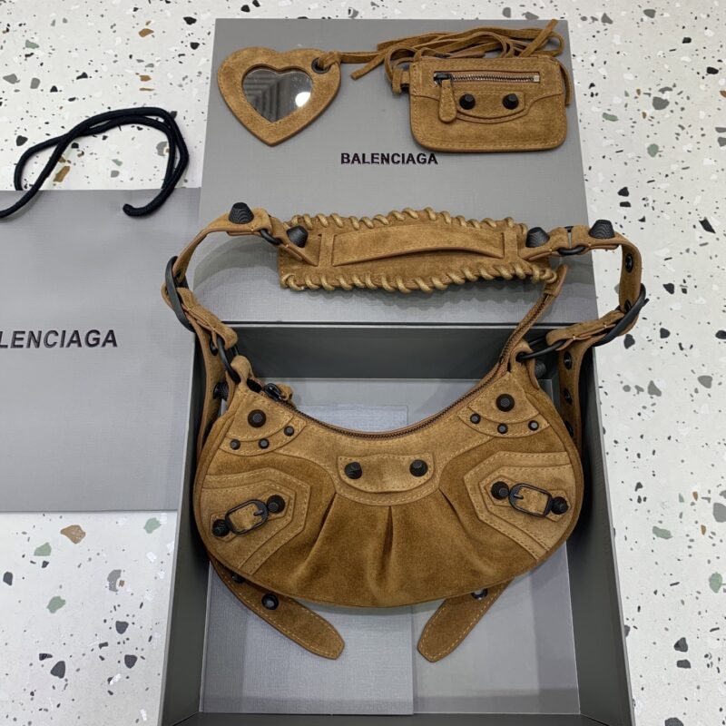Baleciagna Le Cagole半月牙腋下包斜挎包 180607【小号】麂皮浅棕