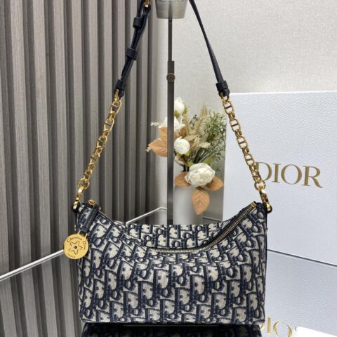 DIOR Hobo 链条手袋 型号:3202 「布蓝」
