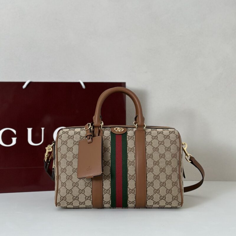 GUCCI 专柜品质，顶级原单货，实物实拍！款号 857595杏布/棕皮