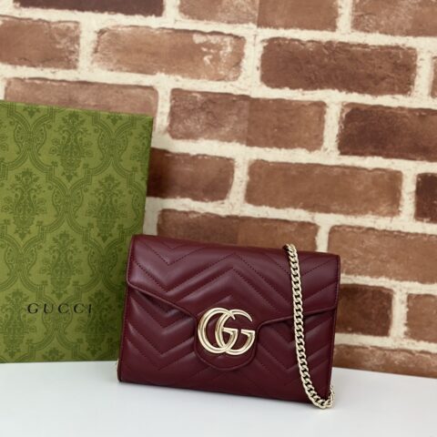 GUCCI 专柜品质，顶级原单货，实物实拍！款号474575酒红皮