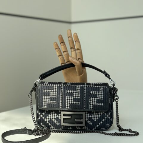 FENDI 百搭千鸟格baguette刺绣 款号8588s 蓝