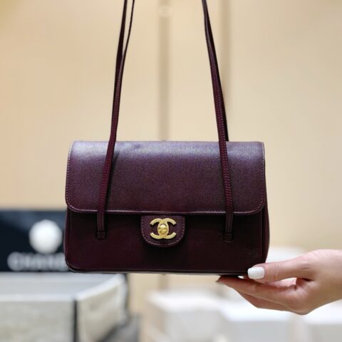 CHANEL 26P Preppy coco包王👜 AS6130 酒红色小号